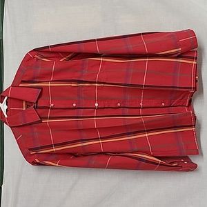 1980s Red Plaid Long Sleeve Button Down Collared Shirt Mens M